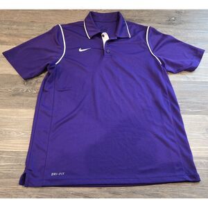 Men's‎ Nike Dri Fit Polo Short Sleeve Golf Purple White Swoosh Size Medium